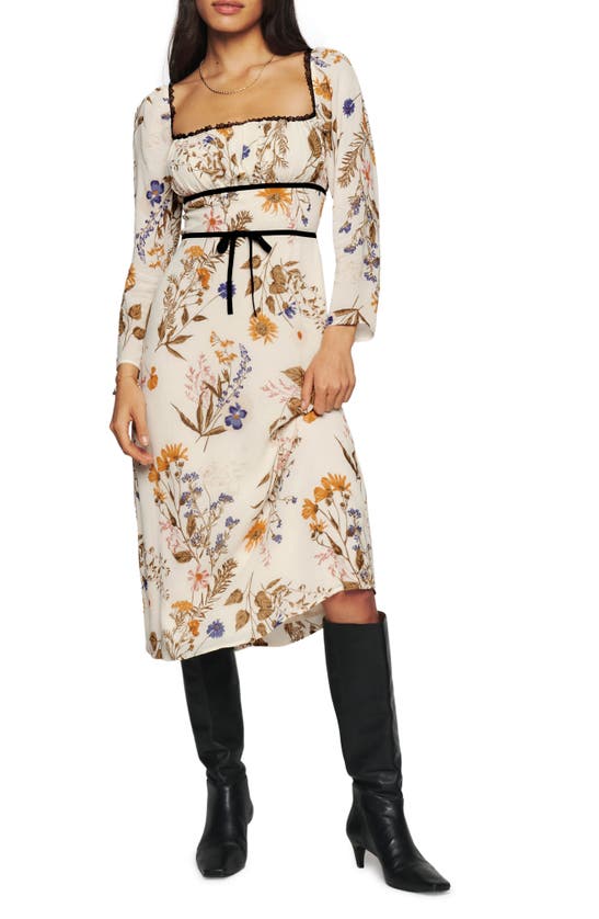 Reformation Pennie Floral Long Sleeve Midi Dress In Frolic | ModeSens