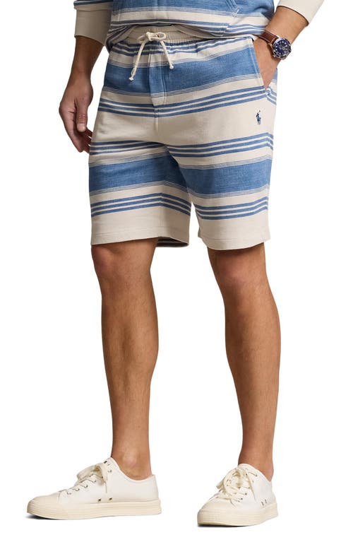 Shop Polo Ralph Lauren Stripe Terry Cloth Drawstring Shorts In Patina Stripe