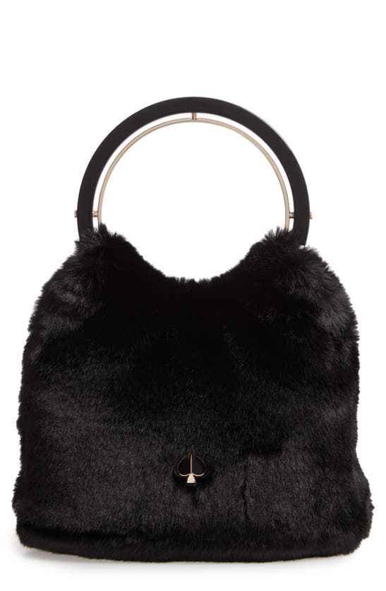 Kate Spade Betty Faux Fur Top Handle Bag In Black