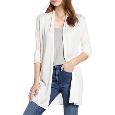 Ceny Long Open Front Cardigan, White