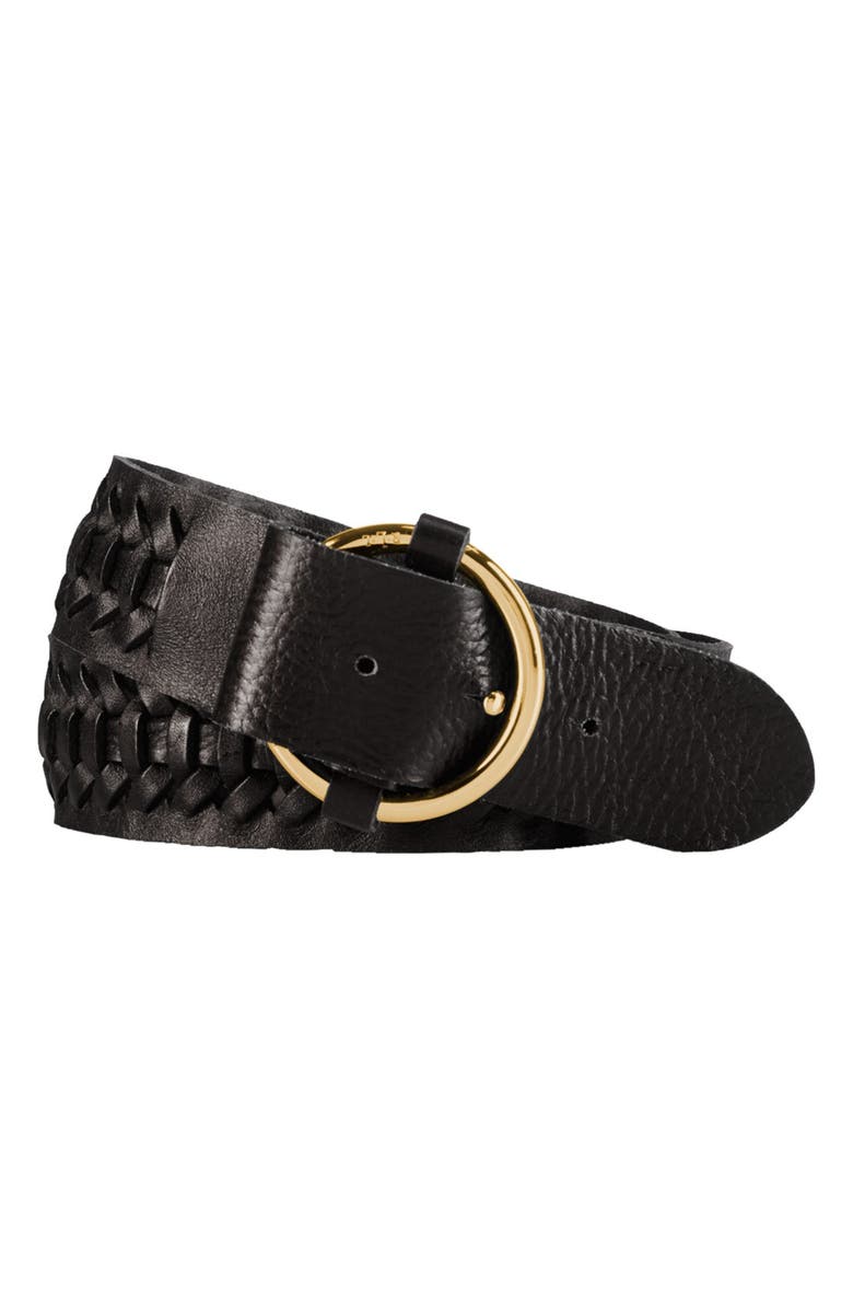 LAUREN RALPH LAUREN Braided Leather Belt, Main, color, Black