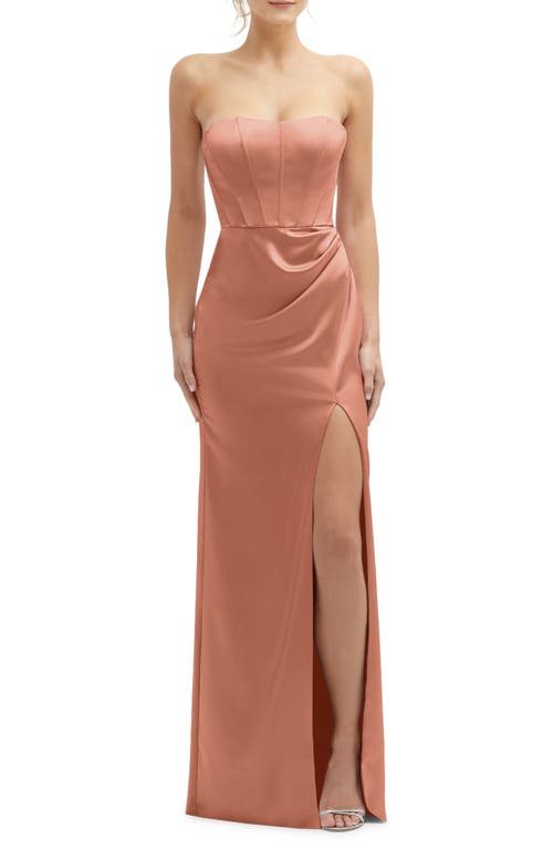 Corset Strapless Charmeuse Gown in Copper Penny