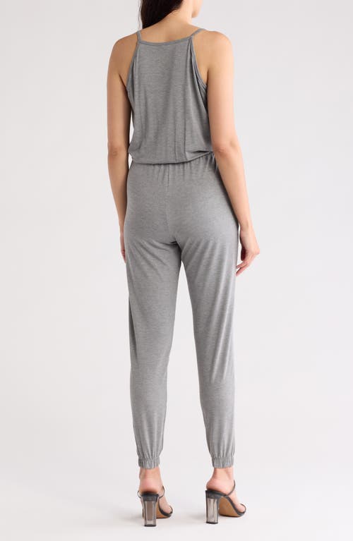 Go Couture Sleeveless Drawstring Jumpsuit In Warm Heather Grey