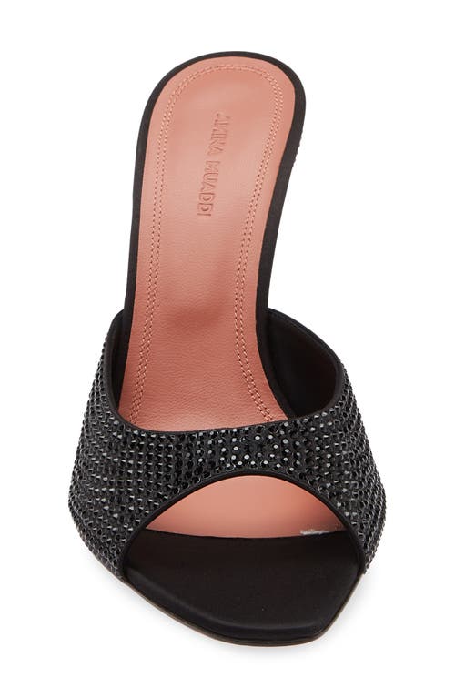 Shop Amina Muaddi Alexa Crystal Embellished Slide Sandal In Satin Black Jet Crystals