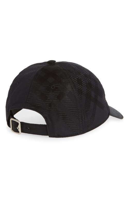 Shop Burberry Tonal Check Adjustable Baseball Cap In Black