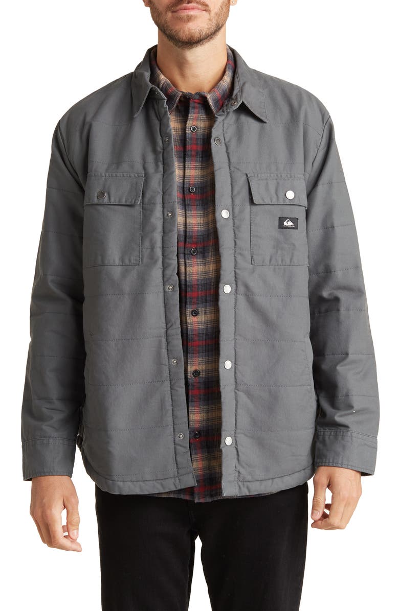 Quiksilver Downrail Quilted Canvas Chore Jacket with High Pile Fleece ...