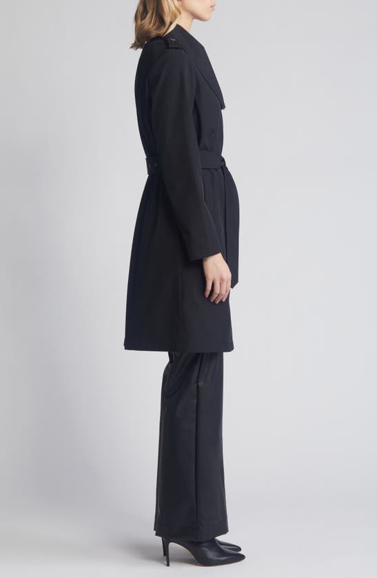 Shop Bcbgmaxazria Oversize Collar Belted Water Resistant Coat In Black