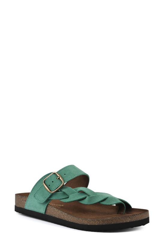 White Mountain Footwear Crawford Braided Footbed Sandal In Classic Green/ Suede