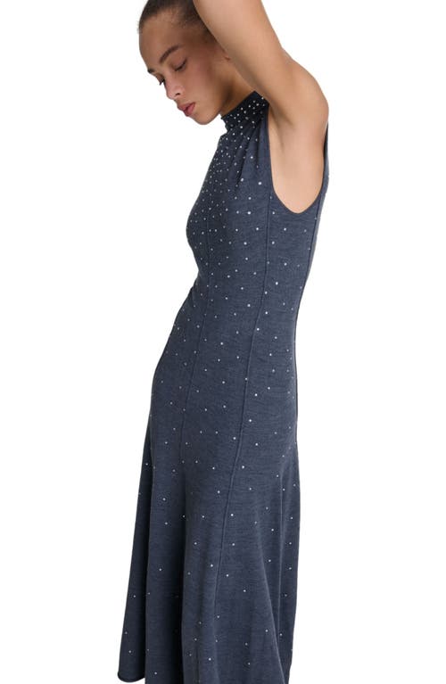 Shop Maje Knit Maxi Dress With Rhinestones In Grey