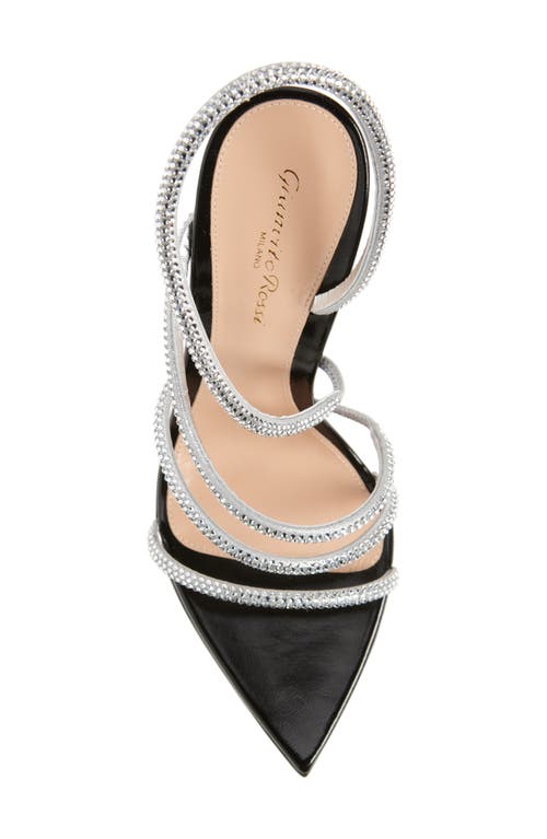 Shop Gianvito Rossi Ettie Crystal Strap Pointed Toe Slingback Sandal In Silver/black