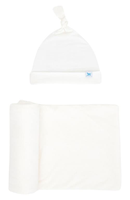 little unicorn Stretch Knit Hat & Swaddle Set in White at Nordstrom, Size One Size Baby
