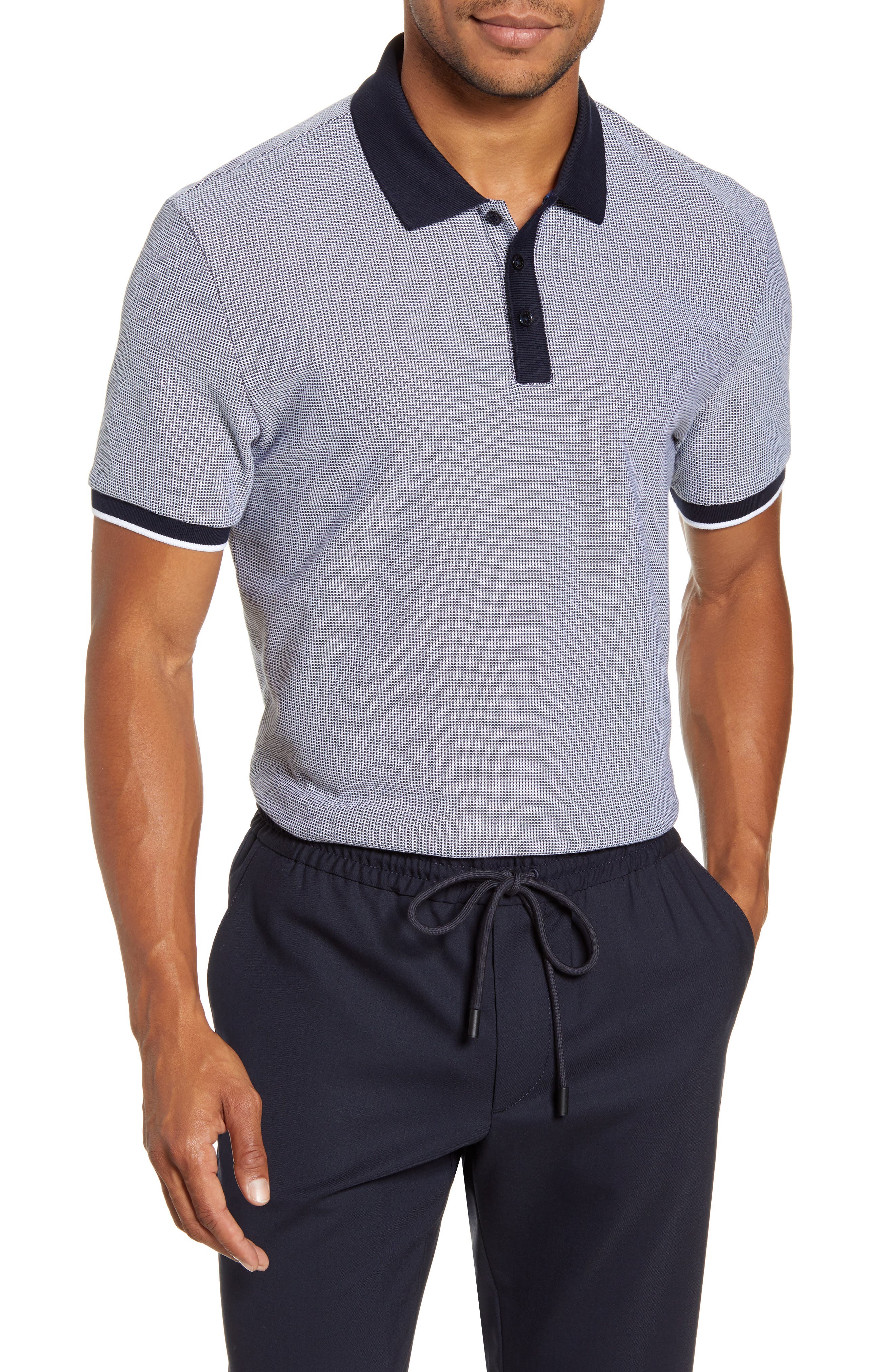 UPC 747476747489 product image for Men's Boss Parlay Cotton Polo Shirt, Size Large - Blue | upcitemdb.com