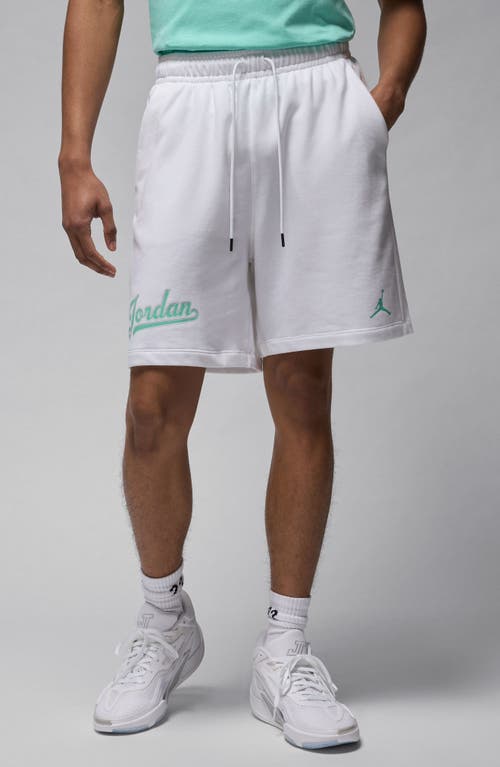 Jordan MVP Sweat Shorts in White/Emerald Rise