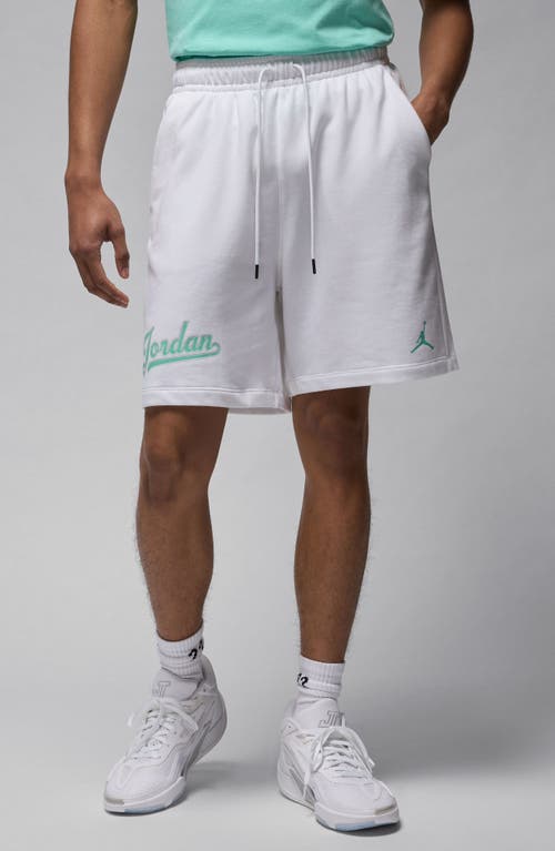 Shop Jordan Mvp Sweat Shorts In White/emerald Rise