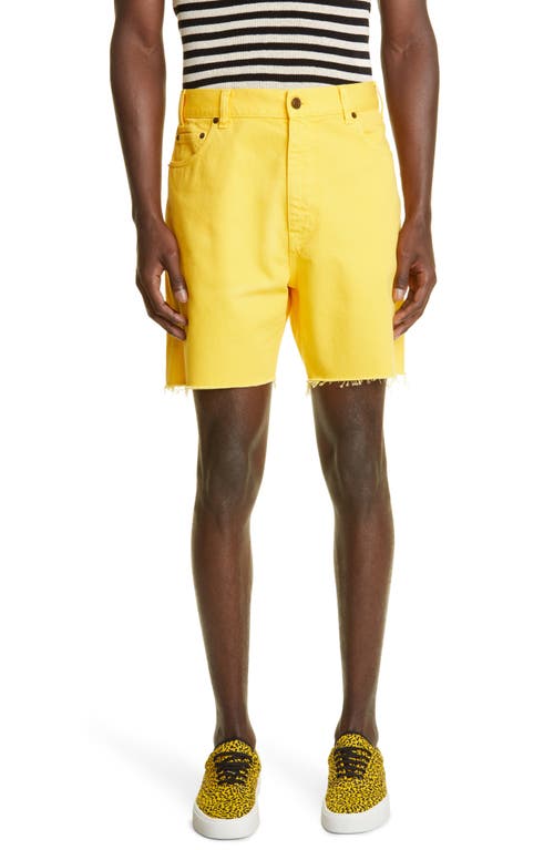 Saint Laurent Men's Stonewash Denim Baggy Shorts in 7040 - Bright Yellow