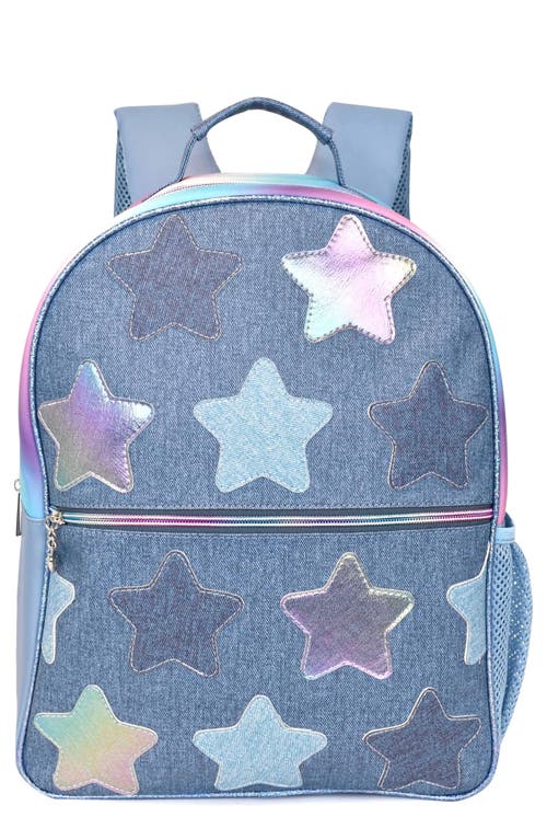 Shop Omg Accessories Kids' Star Denim Backpack & Stuff Pouch Set In Denim Blue