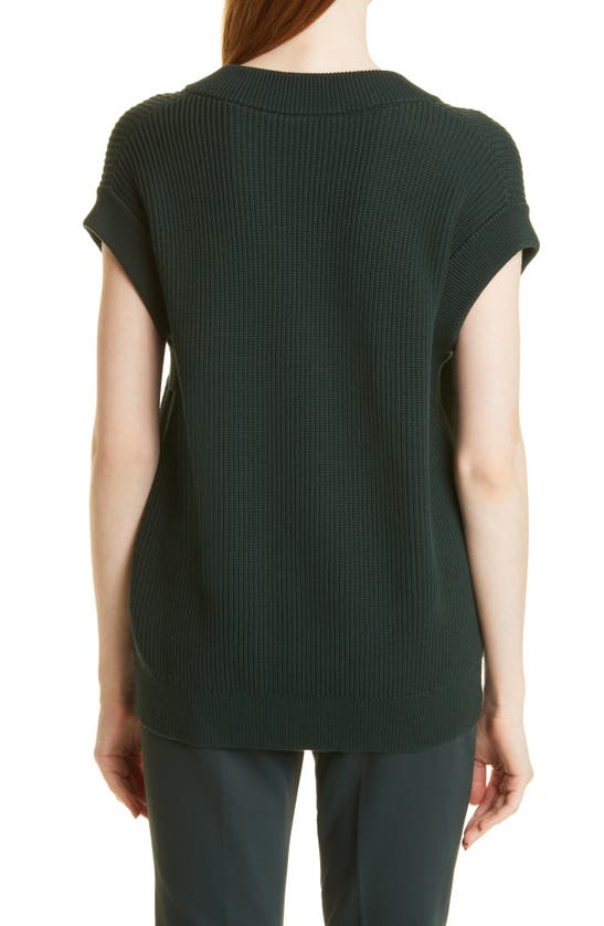 Shop Hugo Boss Boss Felgica V-neck Ribbed Cotton & Silk T-shirt In Open Green