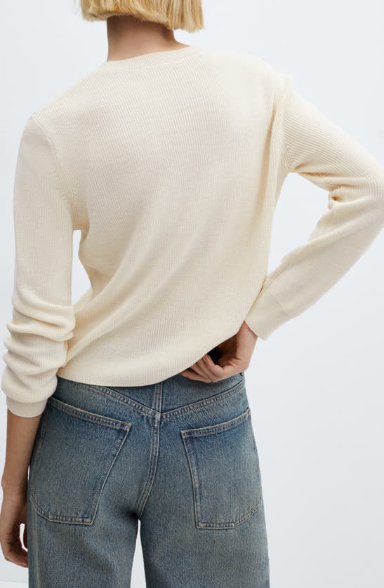 Shop Mango Crewneck Sweater In Ecru