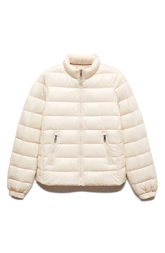 Mango Water Repellent Quilted Jacket In Ecru