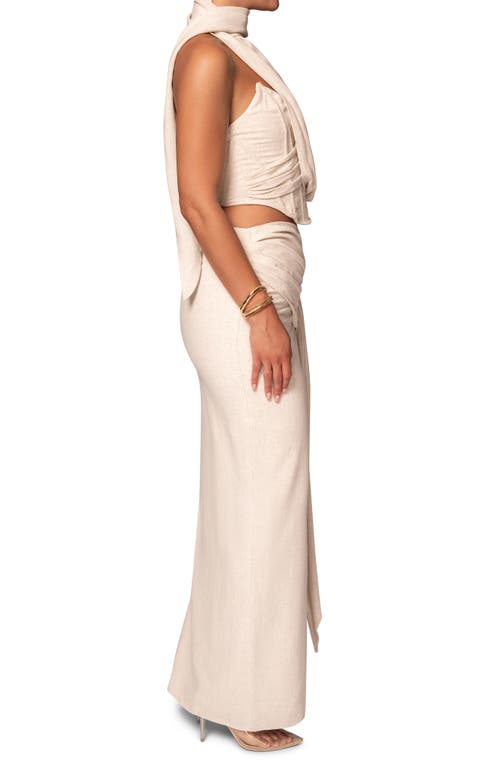 Jluxlabel Coastal Bliss Scarf Strapless Corset In Beige
