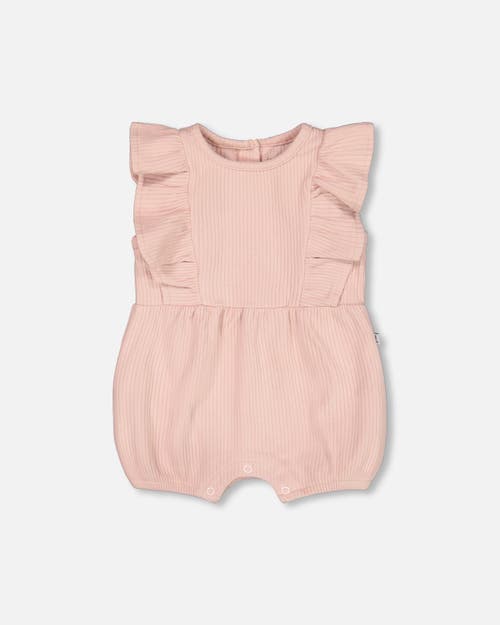 Deux Par Deux Baby Girl's Organic Cotton Ribbed Romper Mellow Rose at Nordstrom