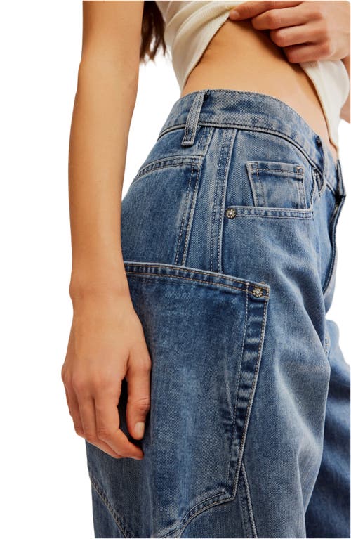 Shop Free People Sugar & Spice Barrel Leg Jeans In Beatrix Indigo