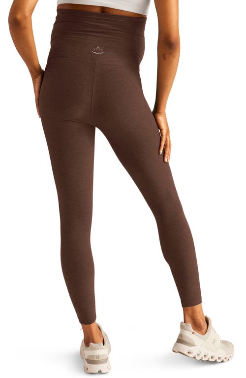 Shop Beyond Yoga Empire Waist Maternity Leggings In Bold Mocha Heather