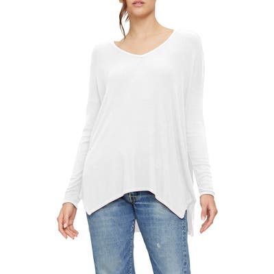 Michael Stars Gianna Relaxed V-Neck Long Sleeve Top, Size One Size - White