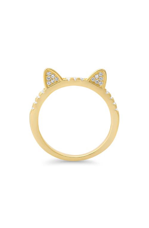 Queen Jewels Cz Pavé Kitty Cat Ring In Gold