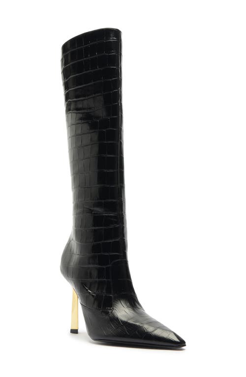 Shop Schutz Ciara Pointed Toe Knee High Boot In Black