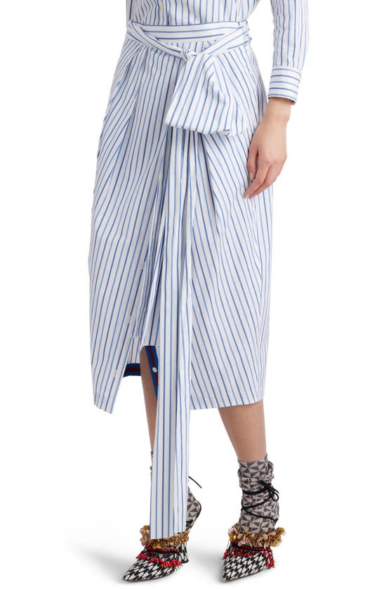 Shop Dries Van Noten Solada Stripe Cotton Poplin Midi Skirt In Light Blue 514