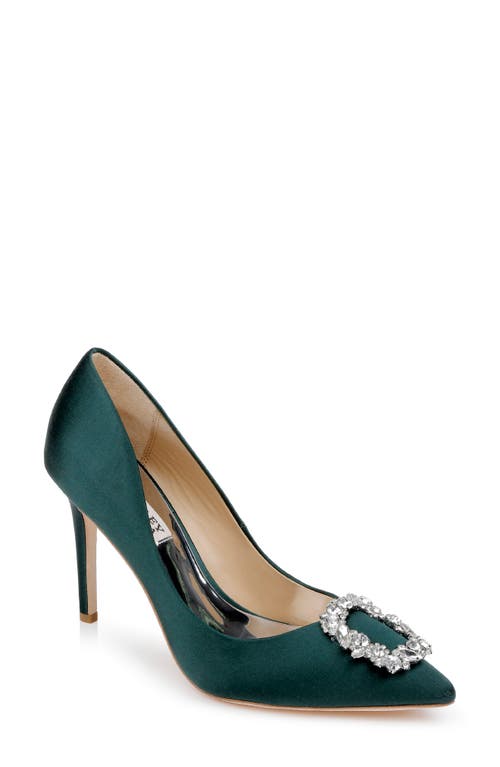 Shop Badgley Mischka Collection Cher Crystal Embellished Pump In Green Satin