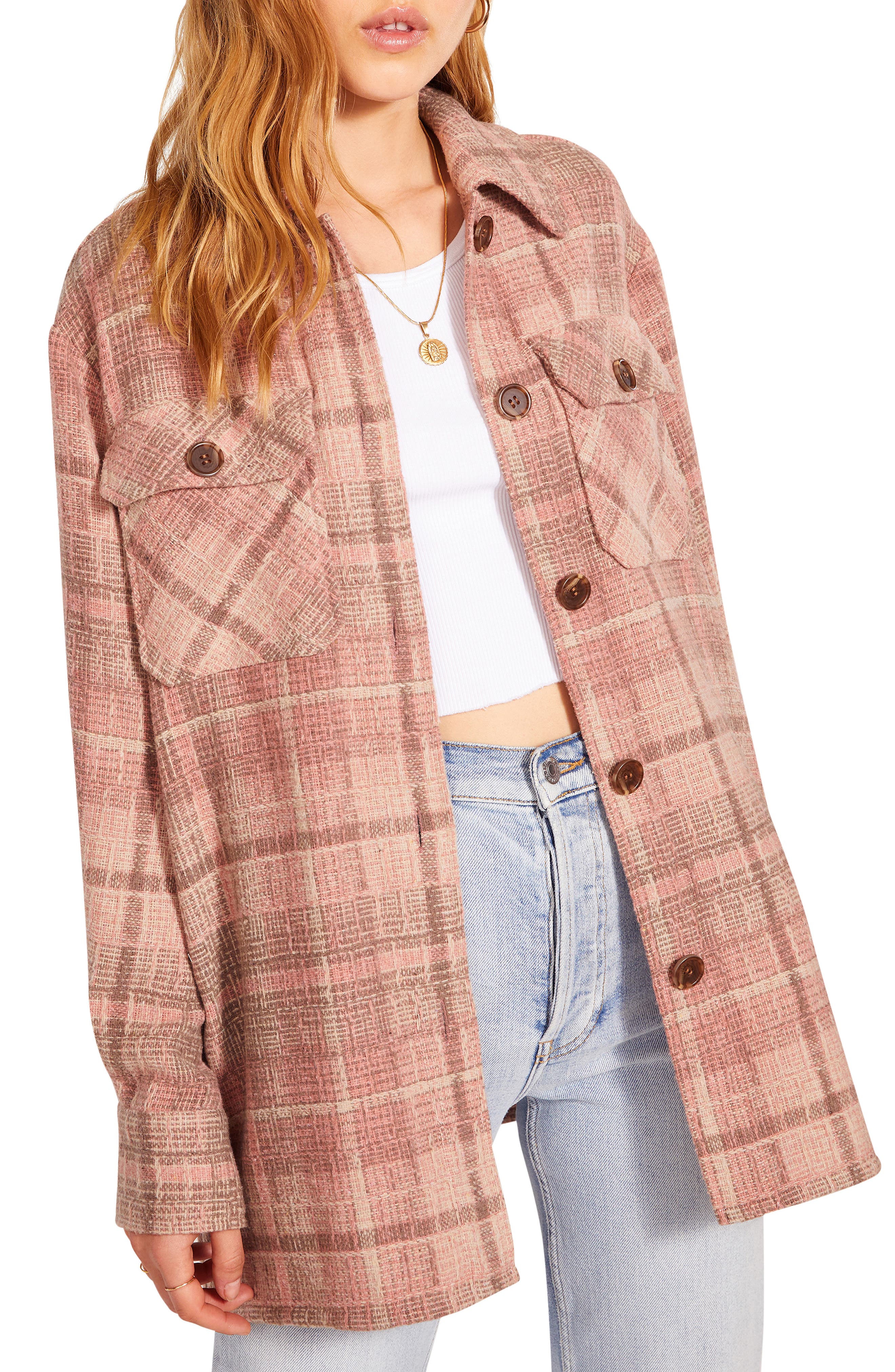 pink plaid jacket womens