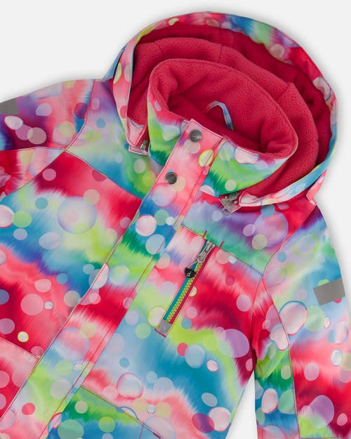 Shop Deux Par Deux Girl's One Piece Snowsuit Printed Multicolor Bubbles In Printed Bubbles