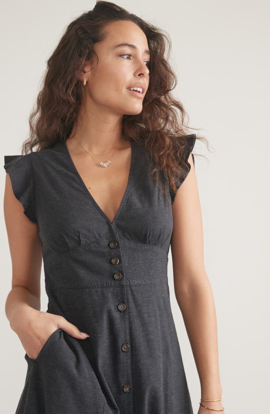 Marine Layer Camila Button Front Midi Dress In Black