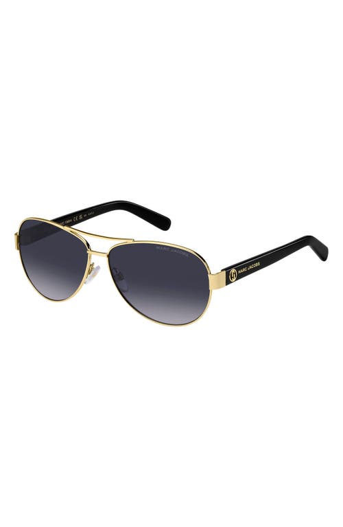 Shop Marc Jacobs 60mm Aviator Sunglasses In Gold Black/grey Shaded