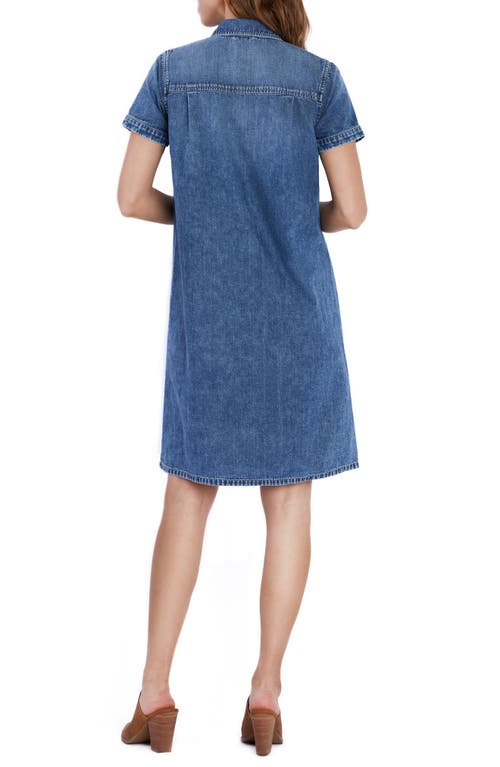 Wash Lab Denim Ace Button Front Denim Shirtdress In Ace Blue