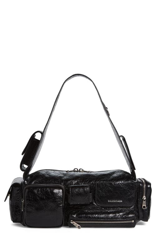 Balenciaga Small Superbusy Crinkle Leather Sling Bag in Black at Nordstrom