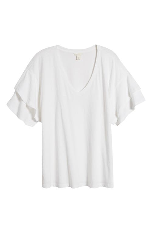 caslon(r) Cotton & Linen V-Neck T-Shirt in White
