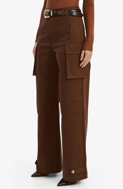 Shop Bardot Tybi High Waist Wide Leg Cargo Pants In Chocolate