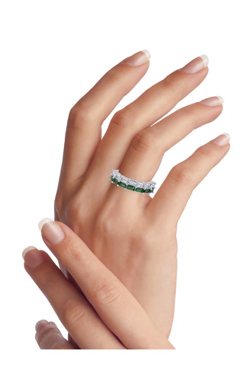 Cz By Kenneth Jay Lane Baguette Cubic Zirconia Double Band Ring In Green/silver