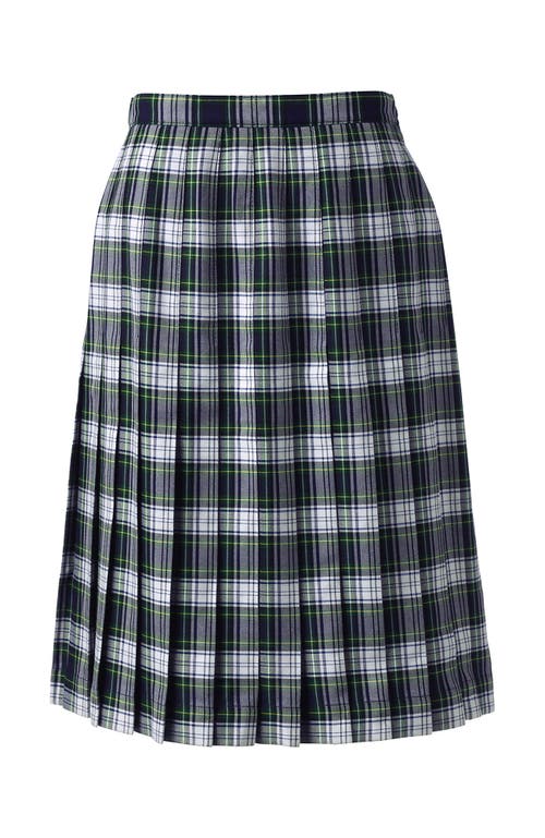 Shop Lands' End School Uniform  Plaid Pleated Skirt Below The Knee In White Plaid