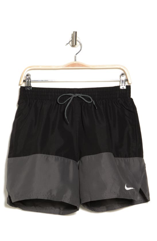Nike Colorblock Drawstring Volley Shorts In Black