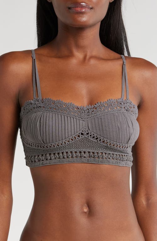 Free People Tallulah Smocked Back Lace Bralette In Gray
