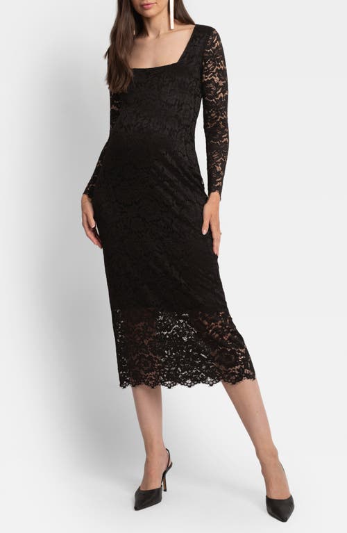 Shop Seraphine Lace Maternity Body-con Dress In Black