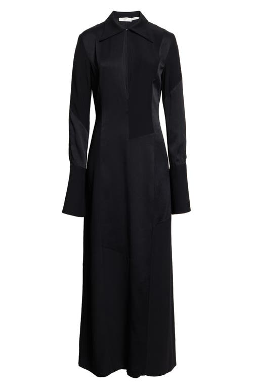 Shop Bite Studios Block Long Sleeve Satin Maxi Dress In Black