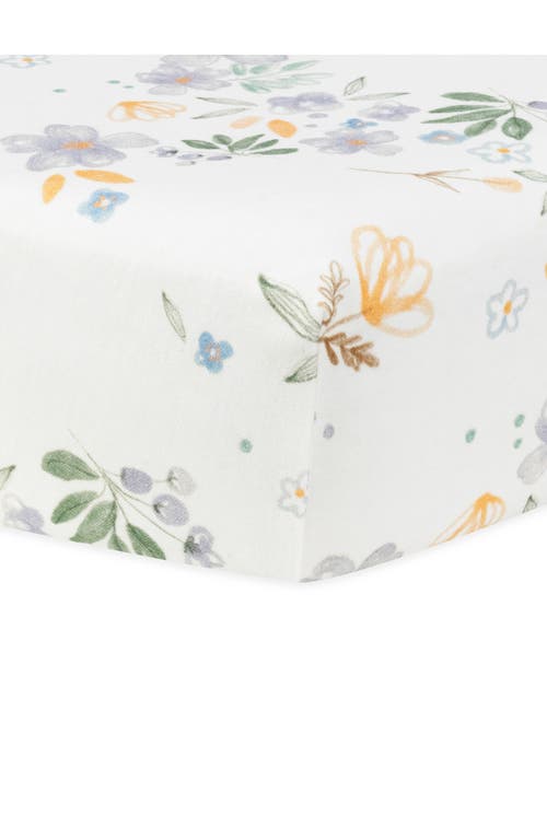 Under the Nile Organic Cotton Fitted Playard Sheet in White/Floral at Nordstrom