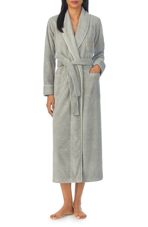 Lauren Ralph Lauren Recycled Polyester Fleece Robe in Grey Heather at Nordstrom, Size Medium