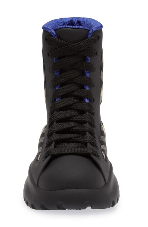 Shop Burberry Boulder Check Boot In Black Ip Check