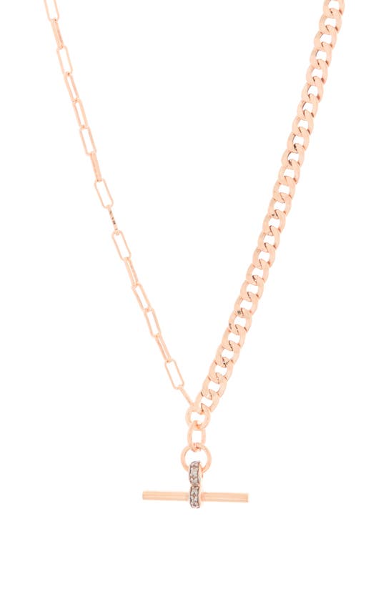Meshmerise Mixed Chain Horizontal Bar Necklace In Gold